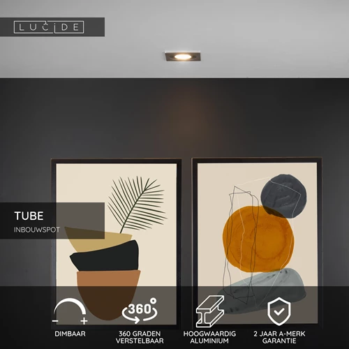 Lucide TUBE - Inbouwspot - 1xGU10 - Mat chroom - USP